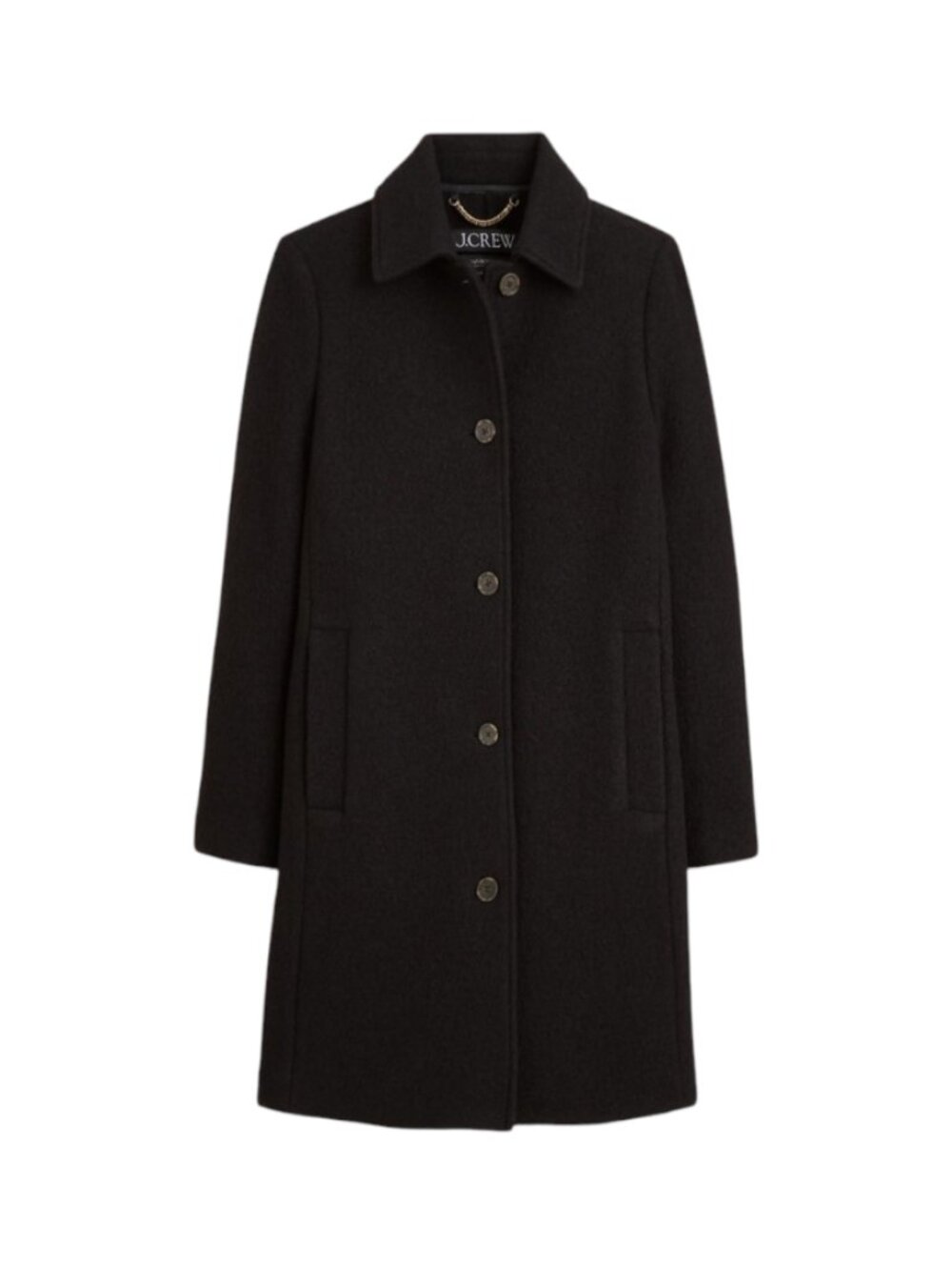 NWT JCREW Car Pea Coat Jacket Womens 10 Black Italian Boiled Wool CM730 ALine NE